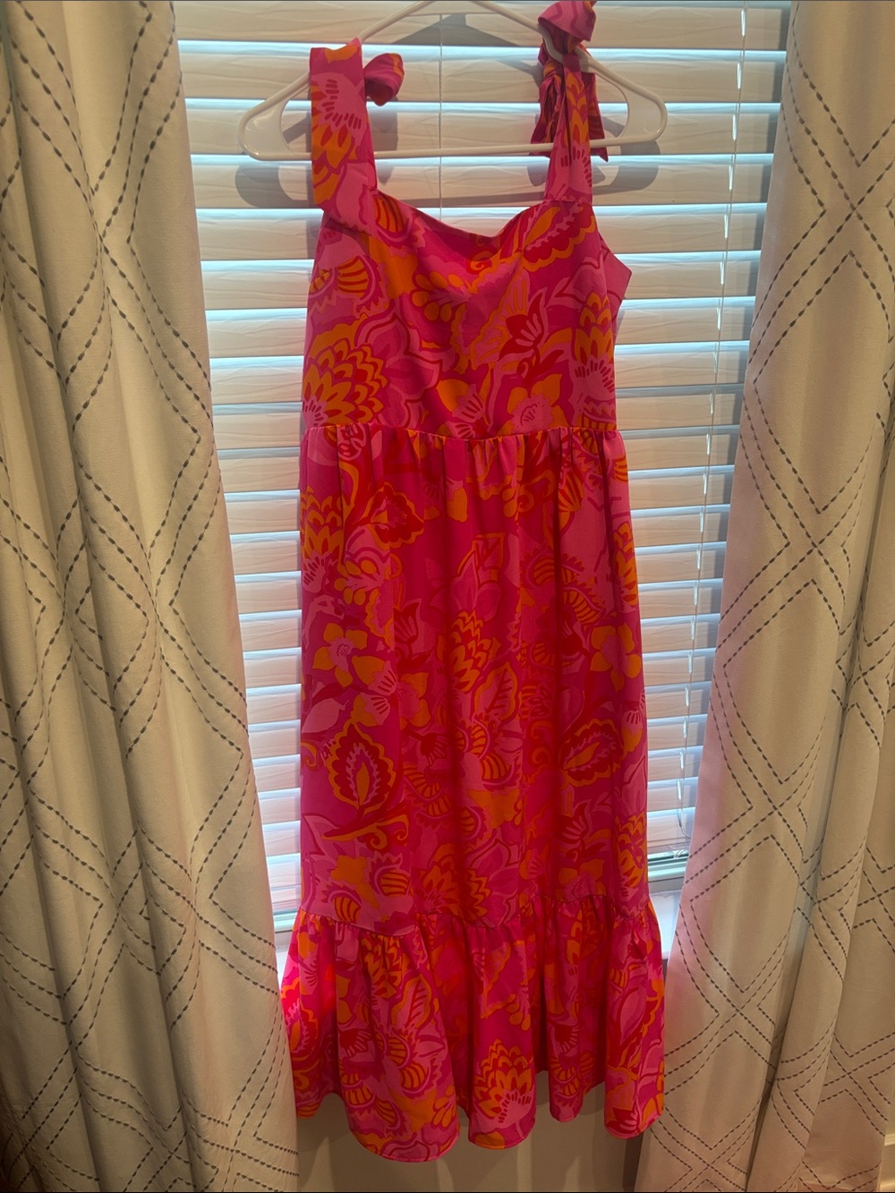 Sugarlips Hot Pink & Orange Floral Tie-Shoulder Sundress